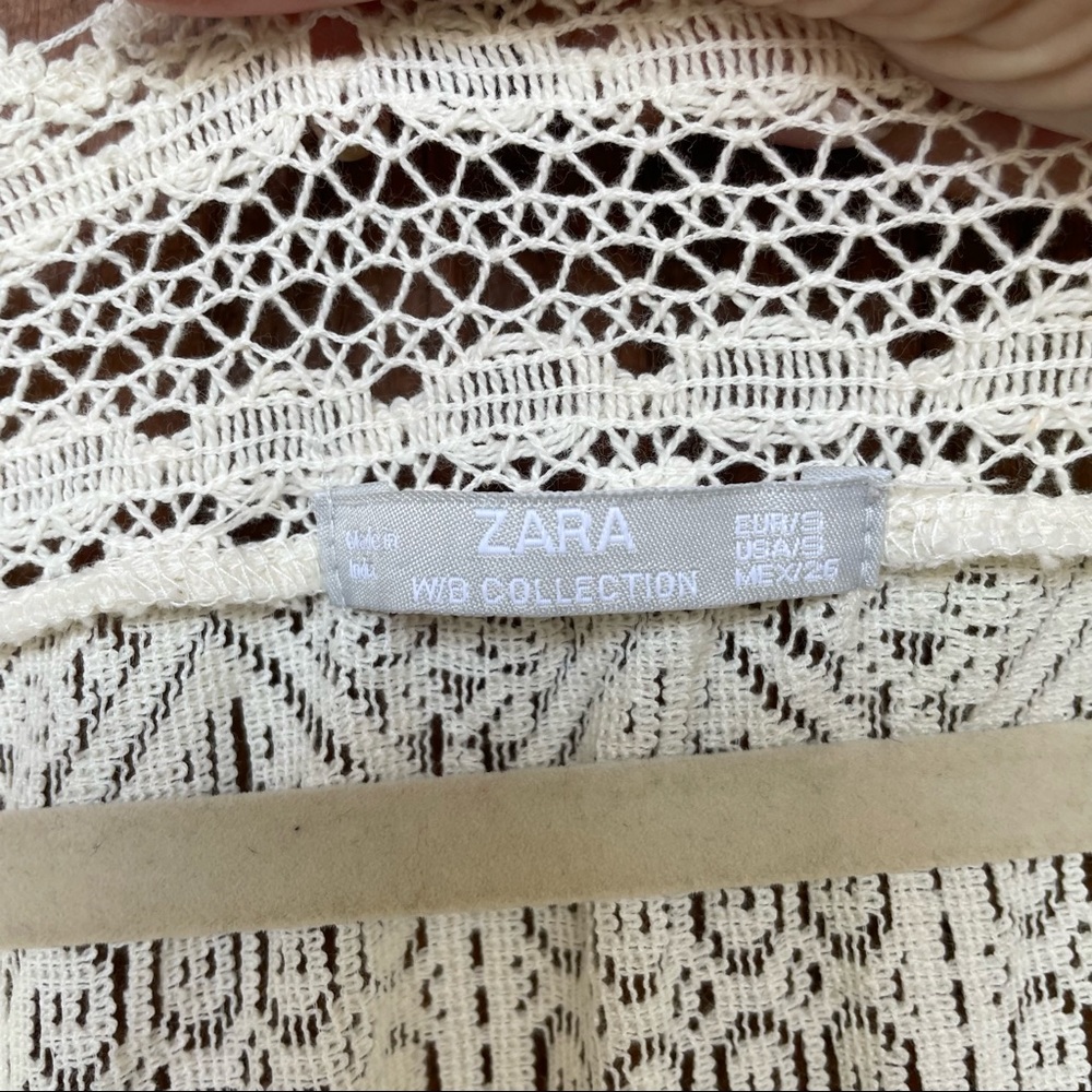 ZARA women’s crochet lace Prairie dress midi 3/4 length sleeve size small - Picture 3 of 7